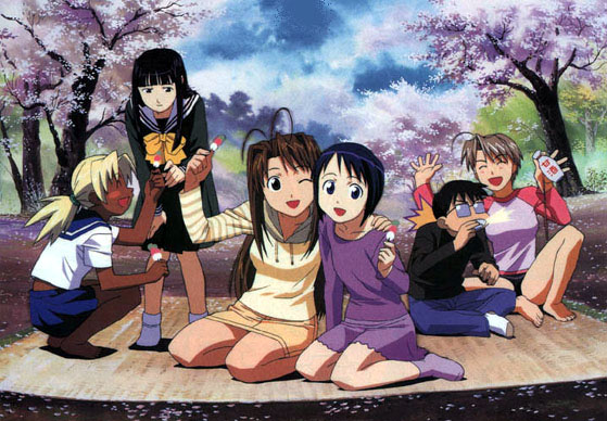 Love Hina pic - girls on picnic